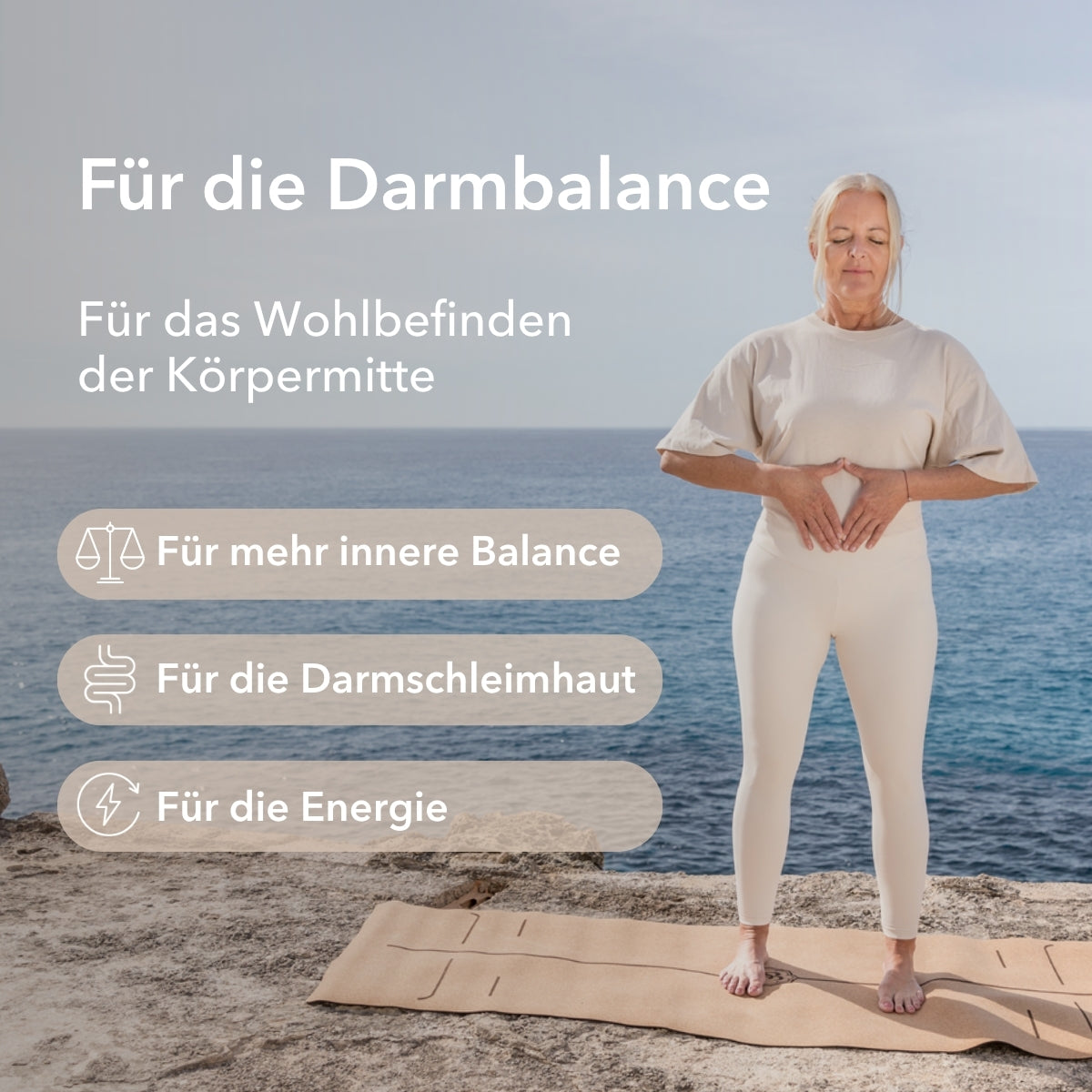 Produktinformationen zu ProBasis wie folgt: für die Darmbalance, für das Wohlbefinden der Körpermitte, für mehr innere Balance, für die Darmschleimhaut, für die Energie.