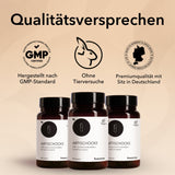 Qualitätssiegel und Zertifikate zu Artischocke: hergestellt nach GMP-Standard, ohne Tierversuche, Premiumqualität mit Sitz in Deutschland.
