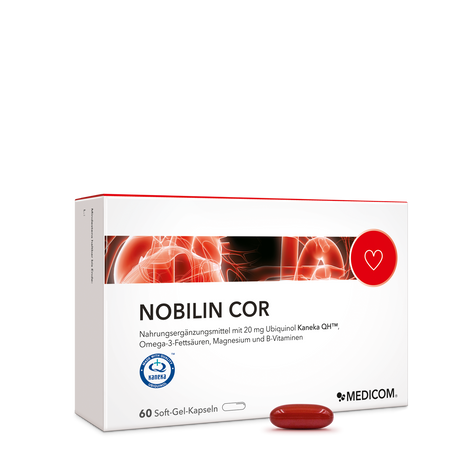 Die Vorderseite der Produktpackung Nobilin Cor von Medicom