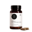 Die Vorderansicht der Produktdose von Nobilin Fett-Stoffwechsel Aktiv mit zwei Kapseln im Vordergrund. Auf dem Etikett steht der Produktname, 60 Kapseln und ein Vegan-Icon