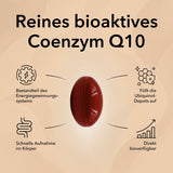 Soft-Gel-Kapseln und Auflistung mit Vorteilen von QH, das bioaktive Q10