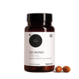 Auf weißem Hintergrund ist eine braune Flasche mit der Aufschrift „QH Mono 100 mg – Gratisprodukt“ von Medicom zu sehen, daneben liegen zwei braune Weichgelkapseln.