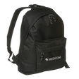 Schwarzer Medicom-Rucksack mit einer Fronttasche mit Reißverschluss und einem Logo.
